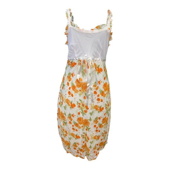 Floral Maxi Dress with Orange Blossoms - Picture 2 of 4